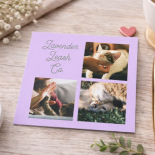 Carré Carte de visite au code QR Lavender Script Menu de