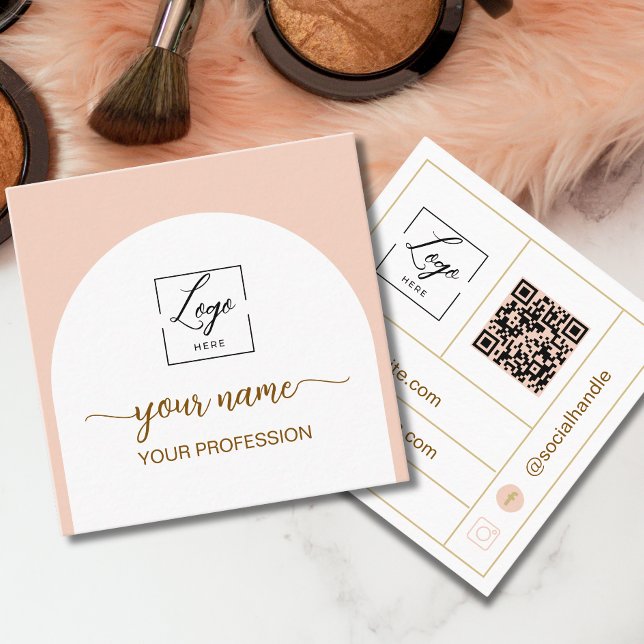 Carré Carte de visite avec code QR en arc moderne (Créateur téléchargé)