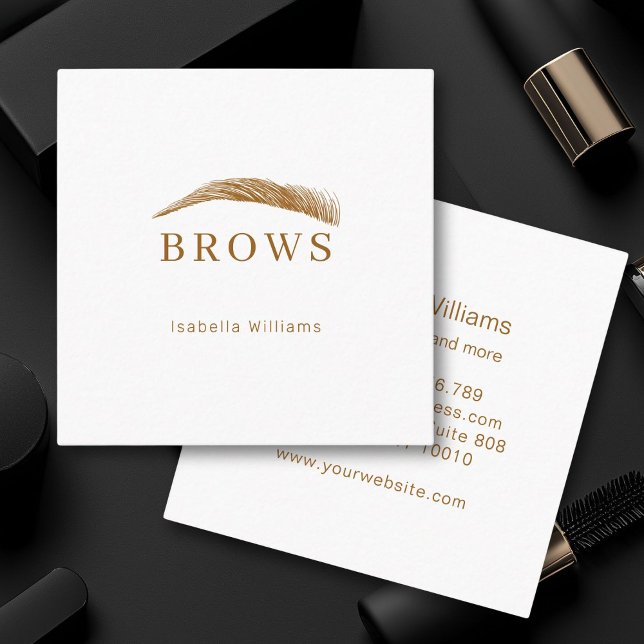 Carré Carte de visite avec des sourcils minimes (Minimal Elegant Eyebrow Salon Business card)