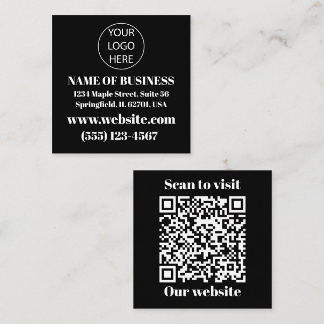 Carré Carte de visite avec logo et code QR (Devant / Derrière)