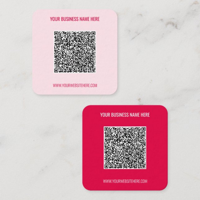 Carré Carte de visite avec QR Code et Texte Personnalisé (Devant / Derrière)