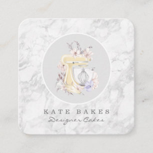 Carré Carte de visite Bakery Mixeur à gâteaux Marbre Gri