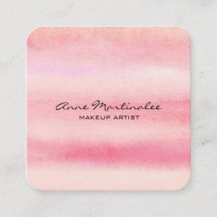Carré Carte de visite carrée aquarelle rose abstraite