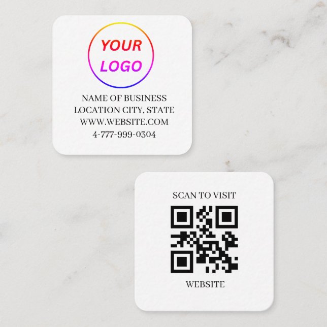 Carré Carte de visite carrée avec code QR pour site web  (Devant / Derrière)