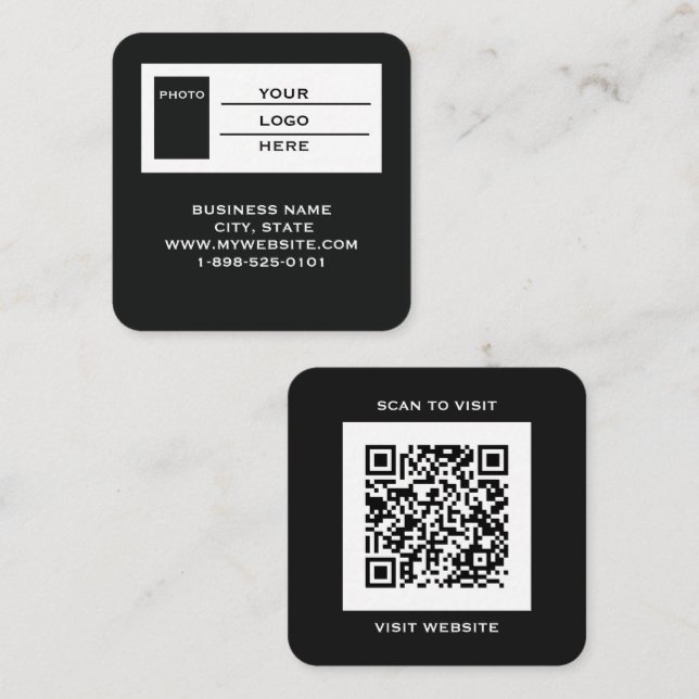 Carré Carte de visite carrée avec QR Code de site web à  (Devant / Derrière)