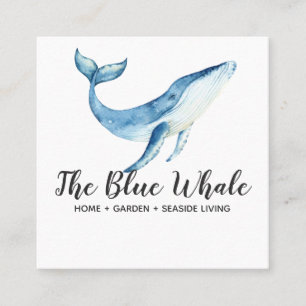 Carré Carte de visite carrée baleine bleue aquarelle