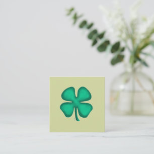 Carré Carte de visite carrée verte Lucky 4 Leaf Irish Cl
