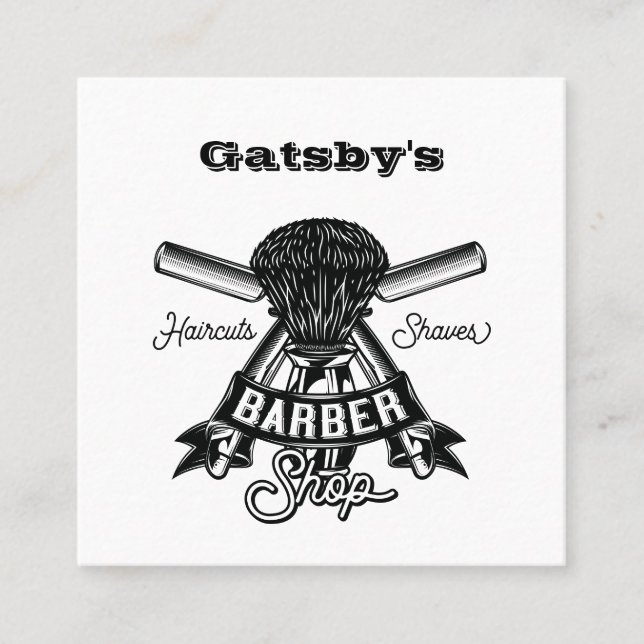 Carré Carte de visite de barbier vintage / coiffeur (Devant)