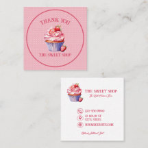 Carte de visite de boulangerie Cupcake rose | Text