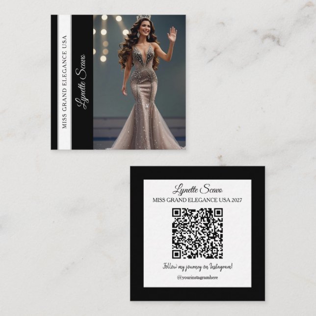 Carré Carte de visite de candidat Code QR Ceinture Carte (Devant / Derrière)