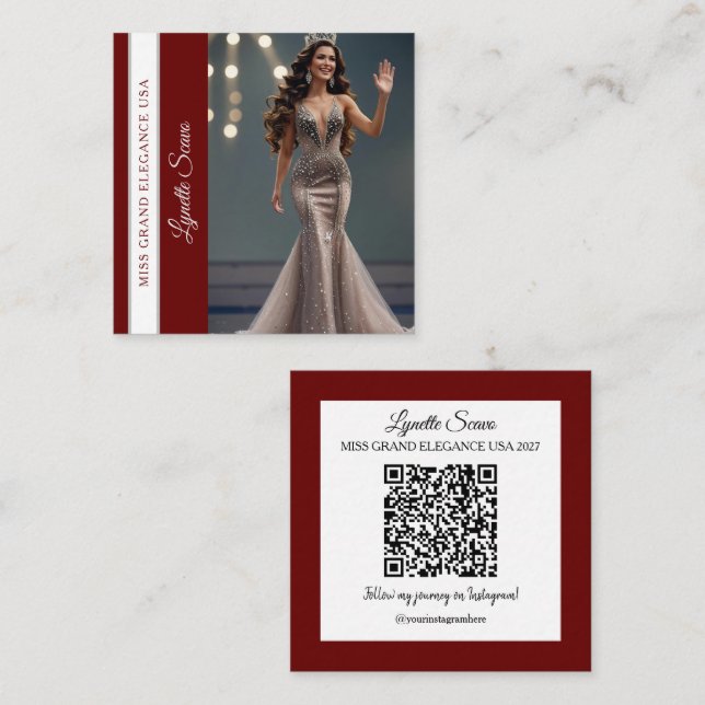 Carré Carte de visite de candidat Code QR Écharpe Carte  (Devant / Derrière)