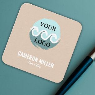 Carré Carte de visite de code QR, Logo beige doux minima
