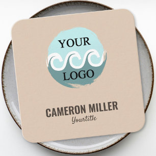 Carré Carte de visite de code QR, Logo beige doux minima