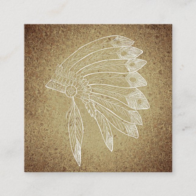 Carré Carte de visite de coiffure amérindien (Devant)