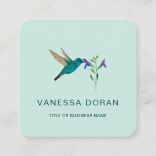 Carré Carte de visite de colibris turquoise