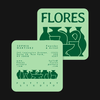 Carré Carte de visite de design en silhouette de vase de