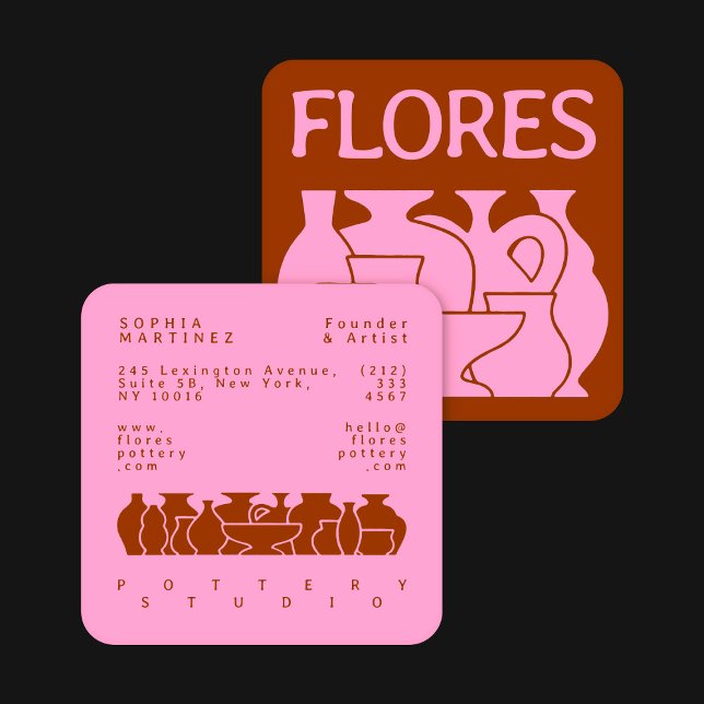 Carré Carte de visite de design en silhouette de vase de (Créateur téléchargé)