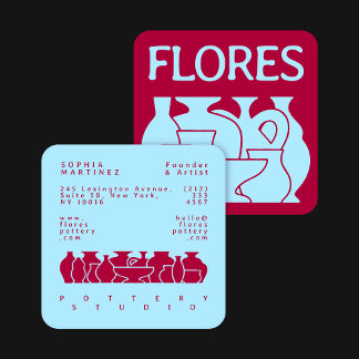 Carré Carte de visite de design en silhouette de vase de