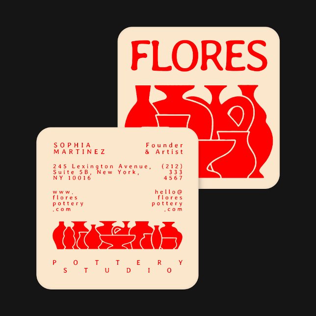 Carré Carte de visite de design en silhouette de vase de (Créateur téléchargé)