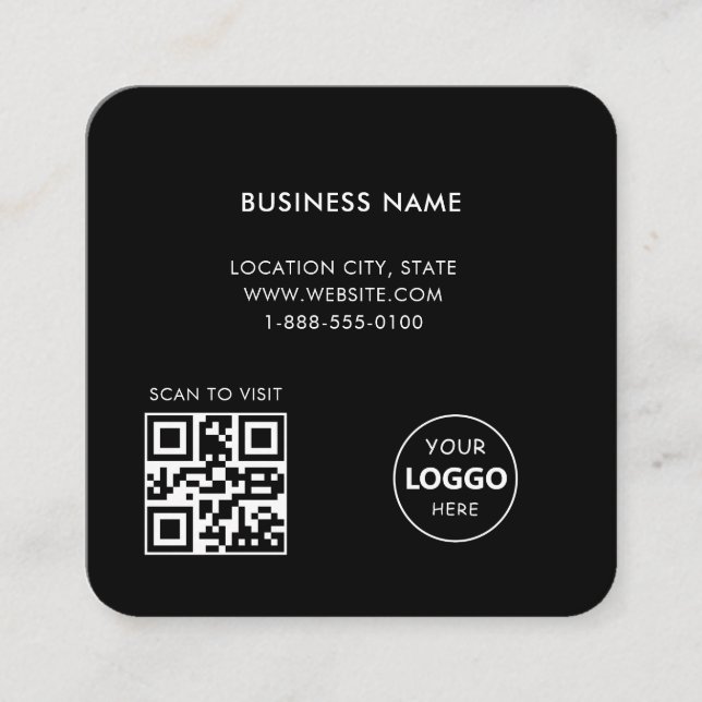 Carré Carte de visite de logo et de code QR personnalisé (Devant)