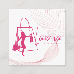 Carré Carte de visite de mode de la boutique rose Logo M