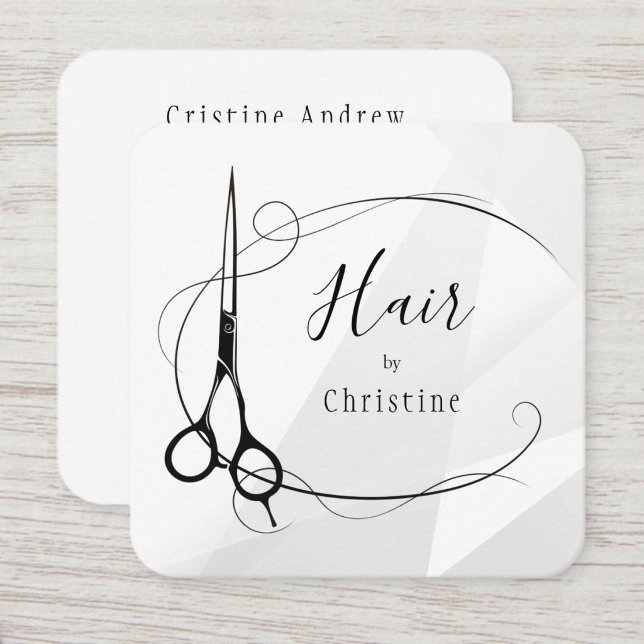 Carré Carte de visite de salon de coiffure | Modèle (hair salon business card)