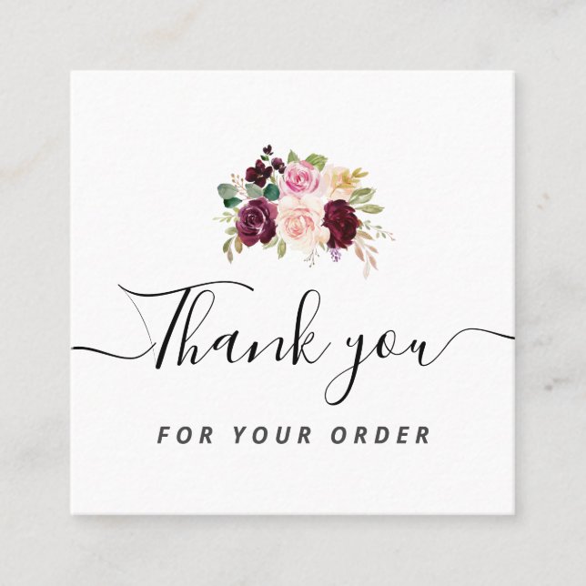 Carré carte de visite de script Merci (Devant)