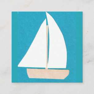 Carré Carte de visite de turquoise avec le voilier