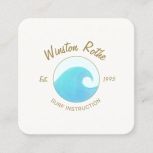 Carré Carte de visite du logo Blue Watercolor Ocean Wave