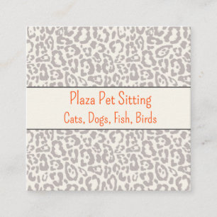 Carré Carte de visite Empreinte de léopard gris chic