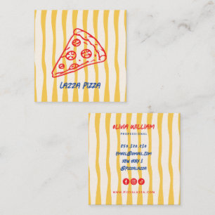 Carré Carte de visite fantaisiste de pizza avec gribouil