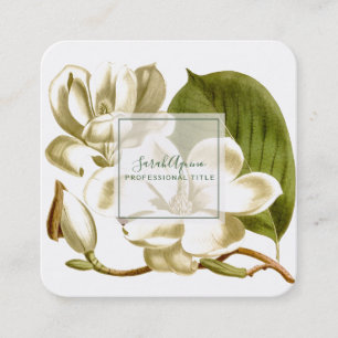 Carré Carte de visite floral blanc Magnolias