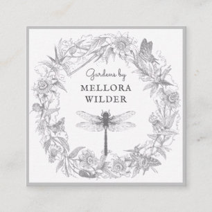 Carré Carte de visite floral de libellule de jardinier