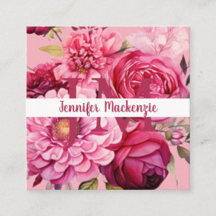 Carré Carte de visite florale rose vif Premier Chic