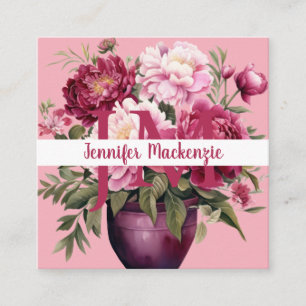 Carré Carte de visite florale rose vif Premier Chic