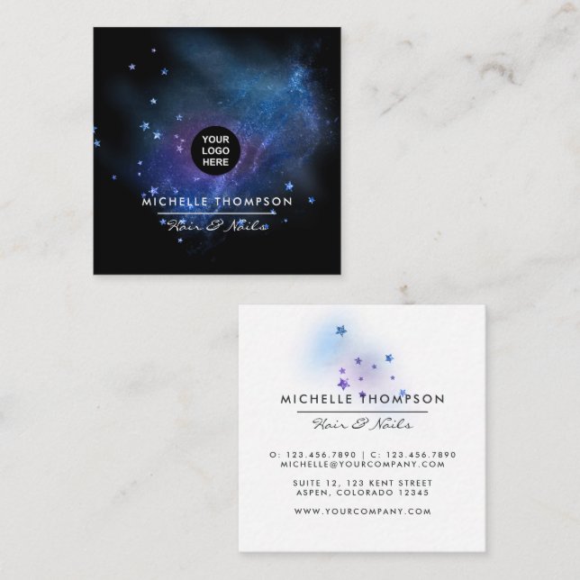 Carré Carte de visite Galaxy Glitter (Devant / Derrière)