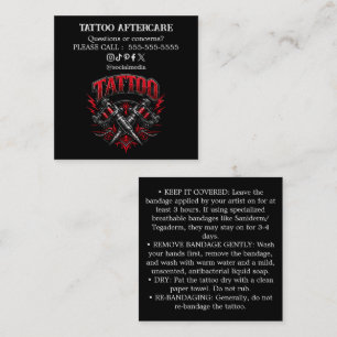 Carré Carte de visite instructions de soins après tatoua