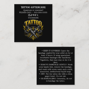 Carré Carte de visite Instructions de soins après tatoua