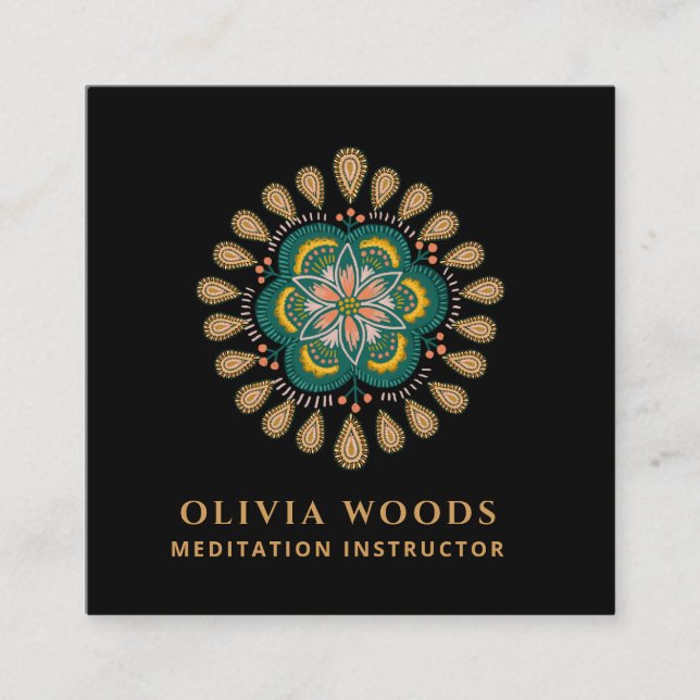 Carré Carte de visite Mandala Yoga (Devant)