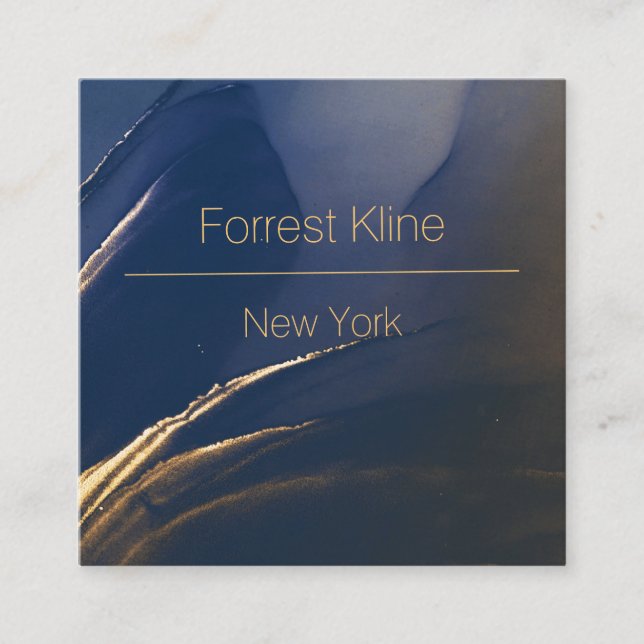 Carré Carte de visite moderne bleu et or (Devant)