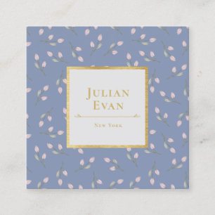 Carré Carte de visite Motif Luxe Gold Dusty Blue