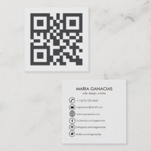 Carré Carte de visite noir et blanc simple de code de QR