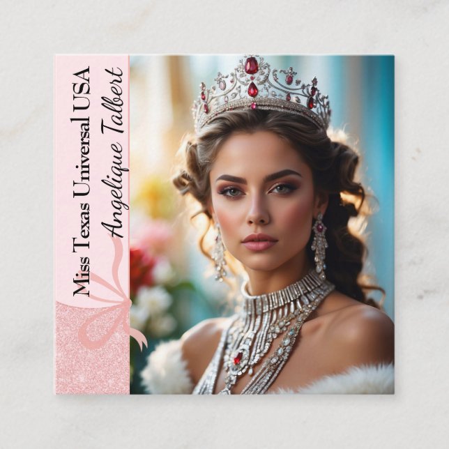 Carré Carte de visite Pastel Glitter Pageant | Code QR (Devant)