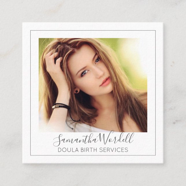 Carré Carte de visite photo personnalisé Doula (Devant)
