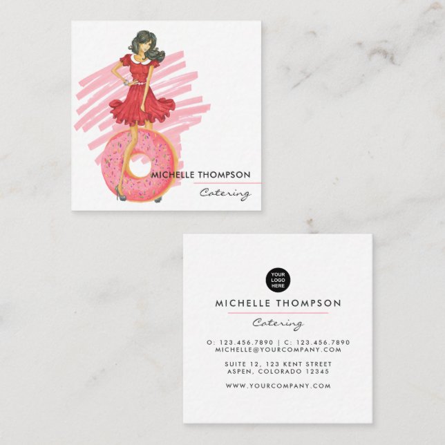 Carré Carte de visite pour la restauration alimentaire (Devant / Derrière)