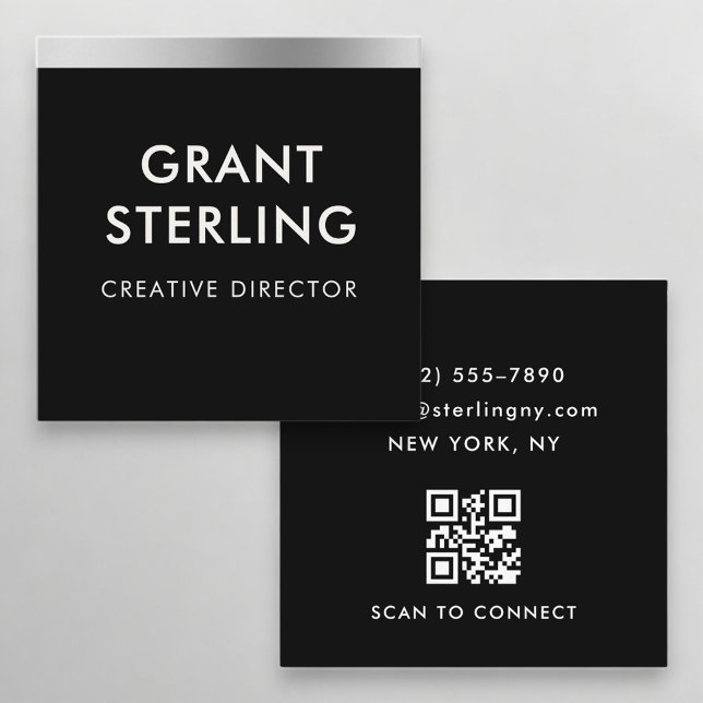 Carré Carte de visite professionnelle QR Code Or Noir Mé (Créateur téléchargé)
