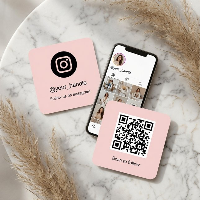 Carré Carte de visite QR Code Instagram | Personnalisée (Créateur téléchargé)