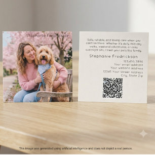Carré Carte de visite QR Code Photo Garde Chien Promeneu