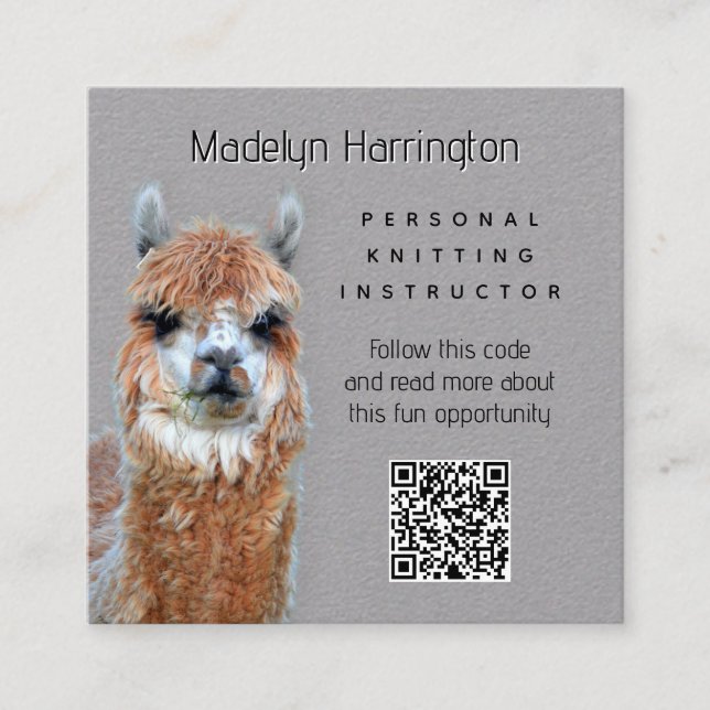 Carré Carte de visite QR code Professeur de tricot au la (Devant)