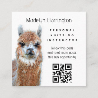 Carré Carte de visite QR code Professeur de tricot de la